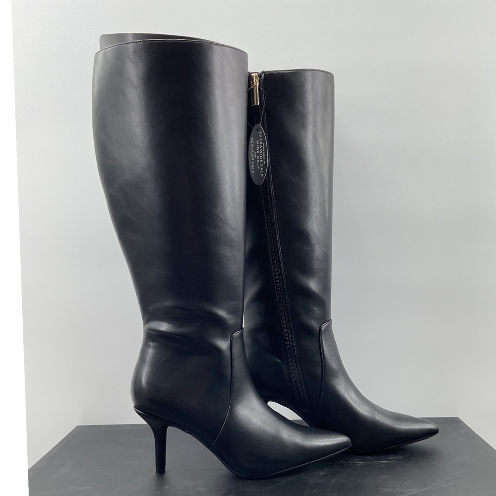 INC International Concepts McKennaap Black Wide Calf Knee High Boots Size 7.5M
